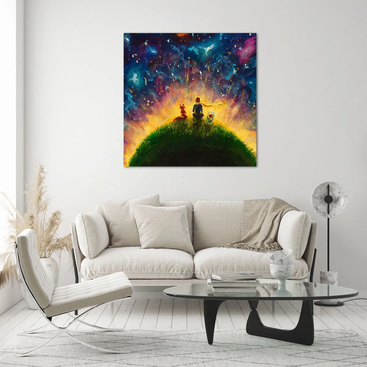 Glastavla - Bild på glas - Kärlek och vänskap - hela världen - 30x30 cm