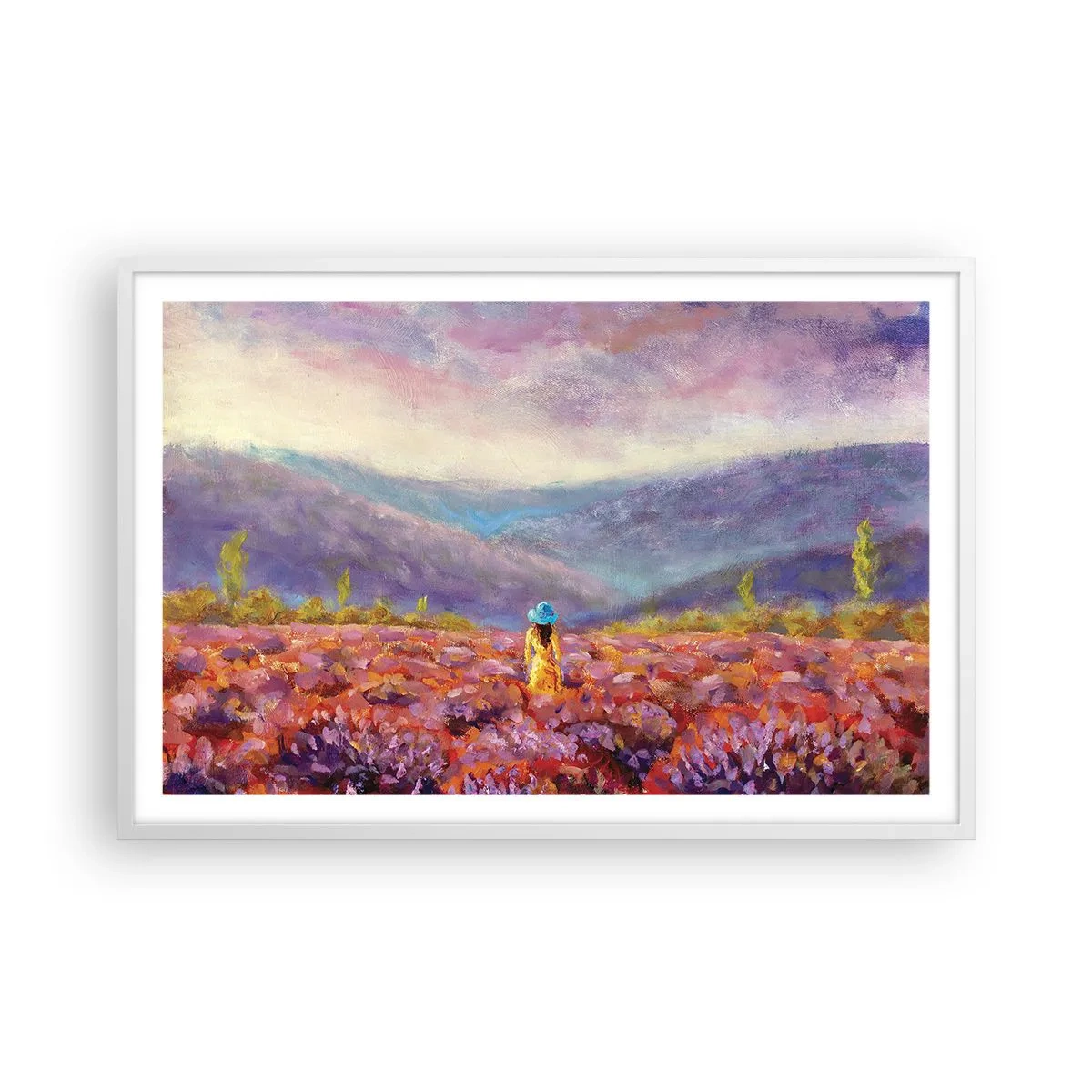Affisch i vit ram - I lavendelsvärld - 91x61 cm