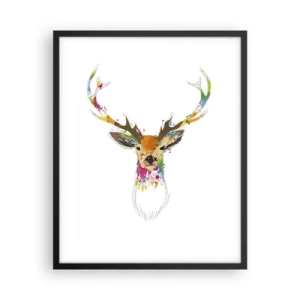 Affisch i svart ram - Hjort badar i färg - 40x50 cm