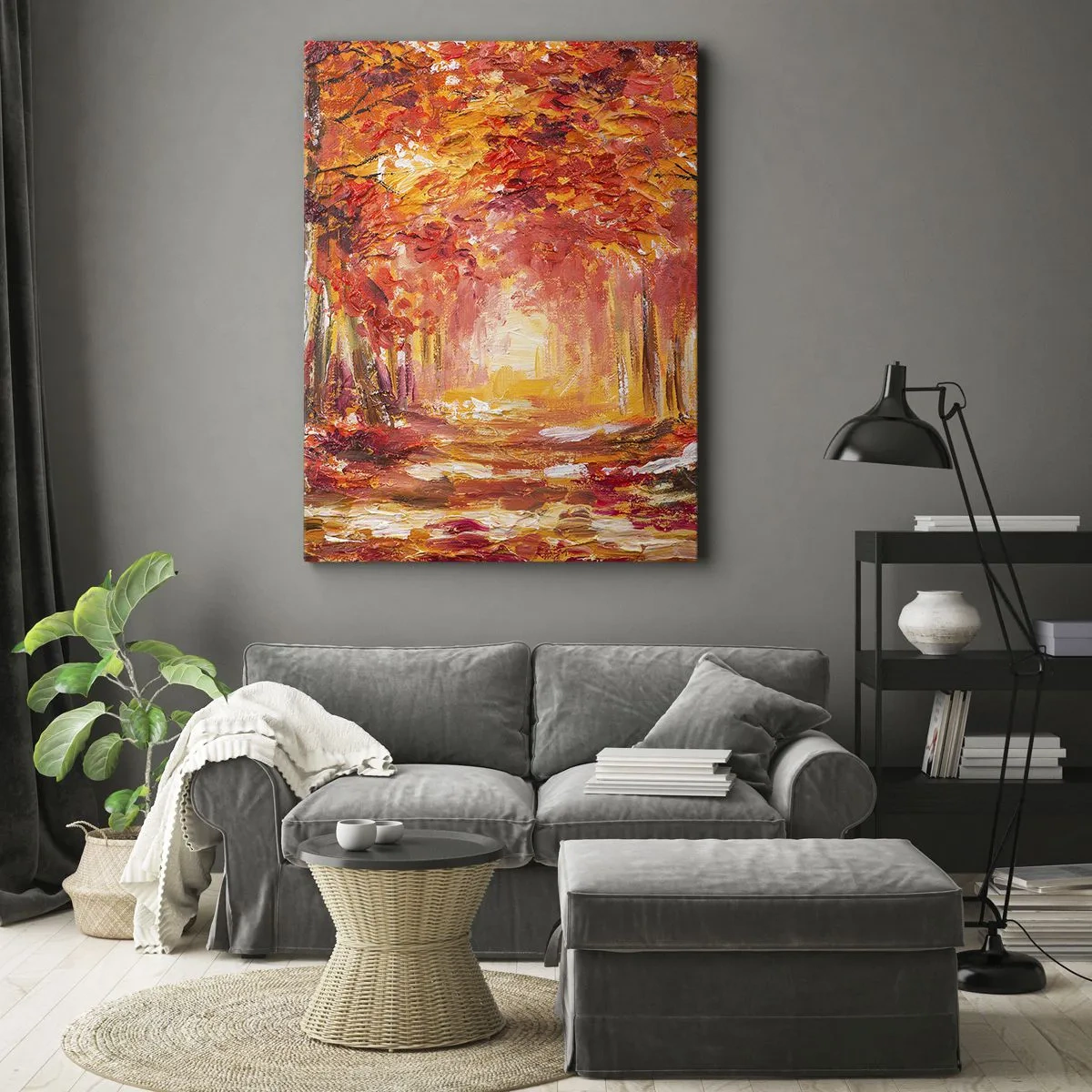 Canvastavla - Bild på duk - Kopparskog - 55x100 cm