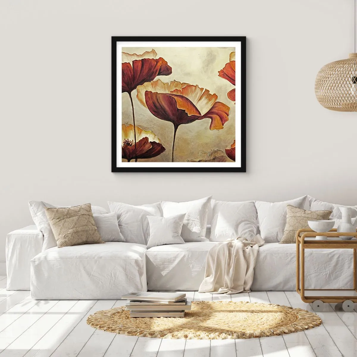 Affisch i svart ram - Ängsblommor - 60x60 cm