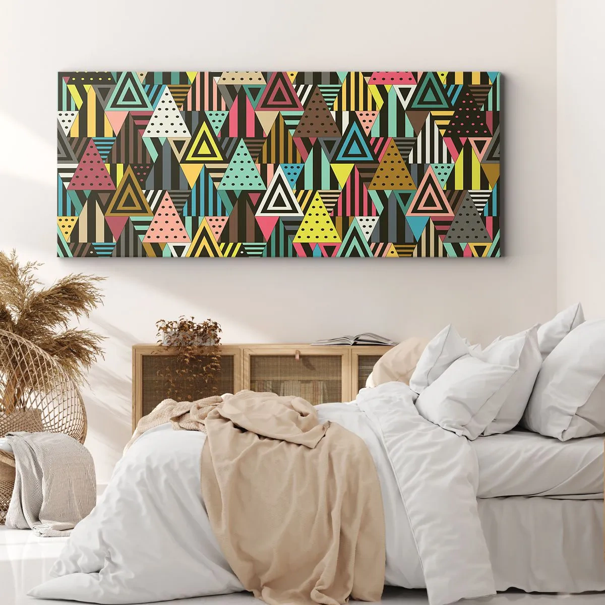 Canvastavla - Bild på duk - Trianglar - 140x50 cm