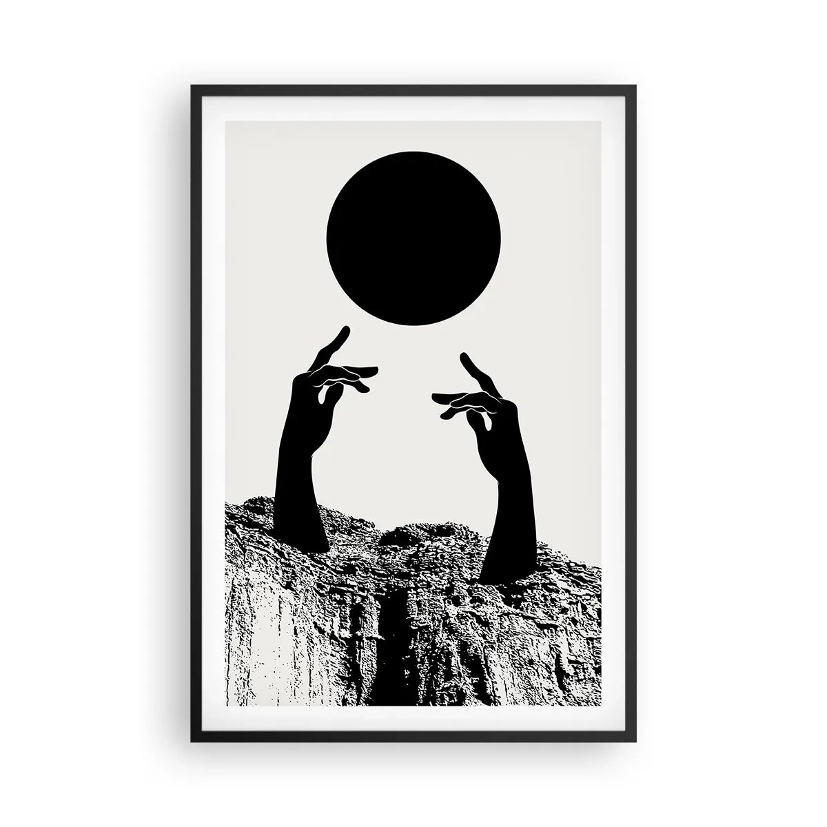 Affisch i svart ram - Surrealistisk komposition: solen och resten - 61x91 cm