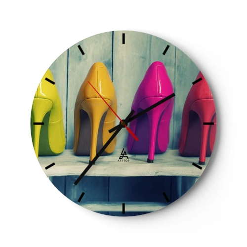 Väggklocka - Klocka på glas - En promenad på regnbågen - 40x40 cm