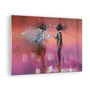 Glastavla - Bild på glas - En karaktär i virtuell verklighet med en spridande skugga - 70x50cm - Kan man titta in i sig själv? - Modern väggdekoration för vardagsrum och sovrum ARTTOR