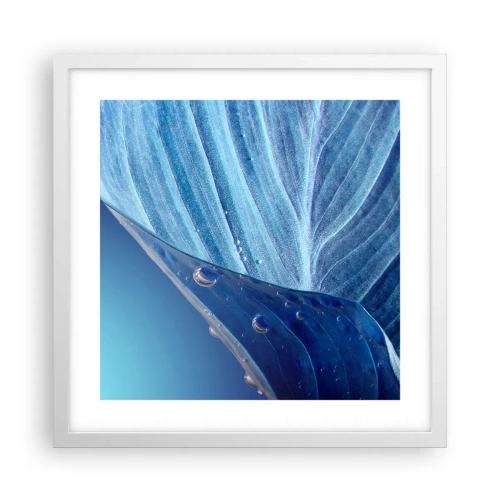 Affisch i vit ram - Dolda droppar av blått - 40x40 cm