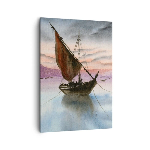 Canvastavla - Bild på duk - Kväll i hamnen - 50x70 cm