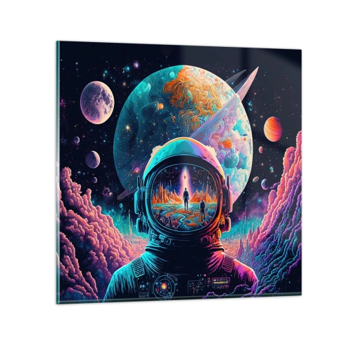 Glastavla - Bild på glas - Filosofer har aldrig drömt - 70x70 cm