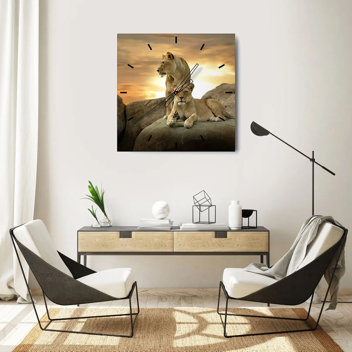 Väggklocka - Klocka på glas - Kungligt majestät - 40x40 cm