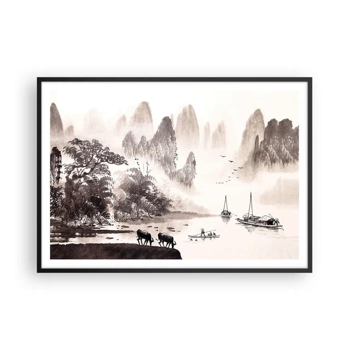 Affisch i svart ram - Österns exotiska vardag - 100x70 cm