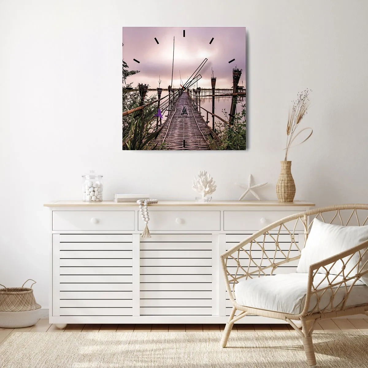 Väggklocka - Klocka på glas - Asiens lugn och tystnad - 30x30 cm