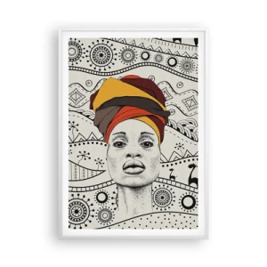 Affisch i vit ram - Afrikanskt porträtt - 70x100 cm