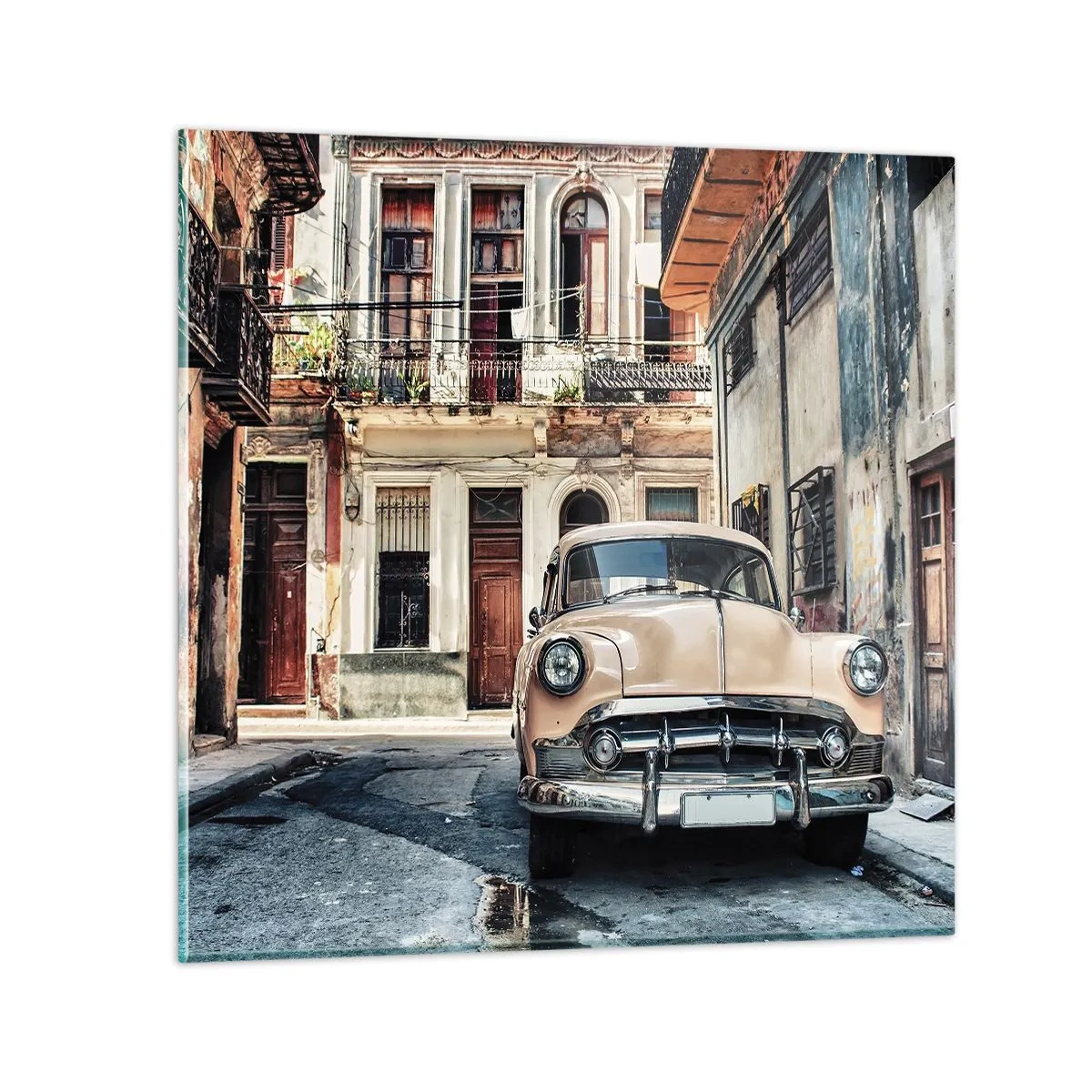 Glastavla - Bild på glas - Siesta i Havana - 30x30 cm