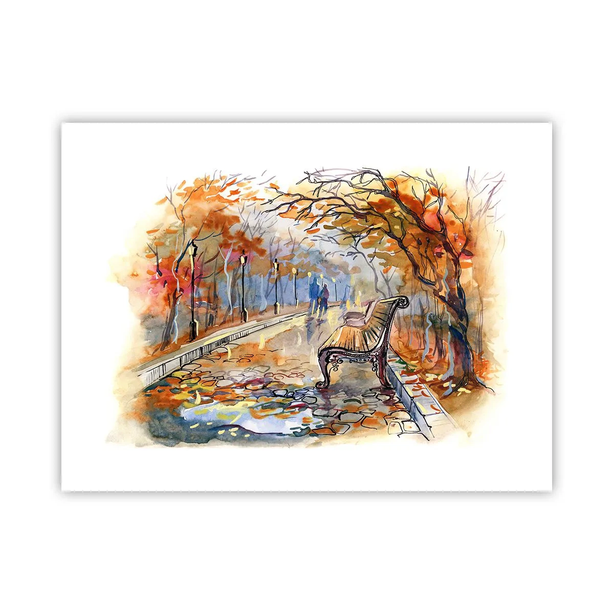 Affisch - Vandra tillsammans mot hösten - 40x30 cm