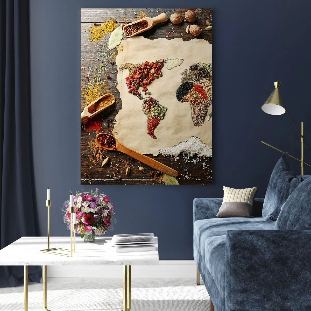 Glastavla - Bild på glas - Världens alla smaker - 50x70 cm
