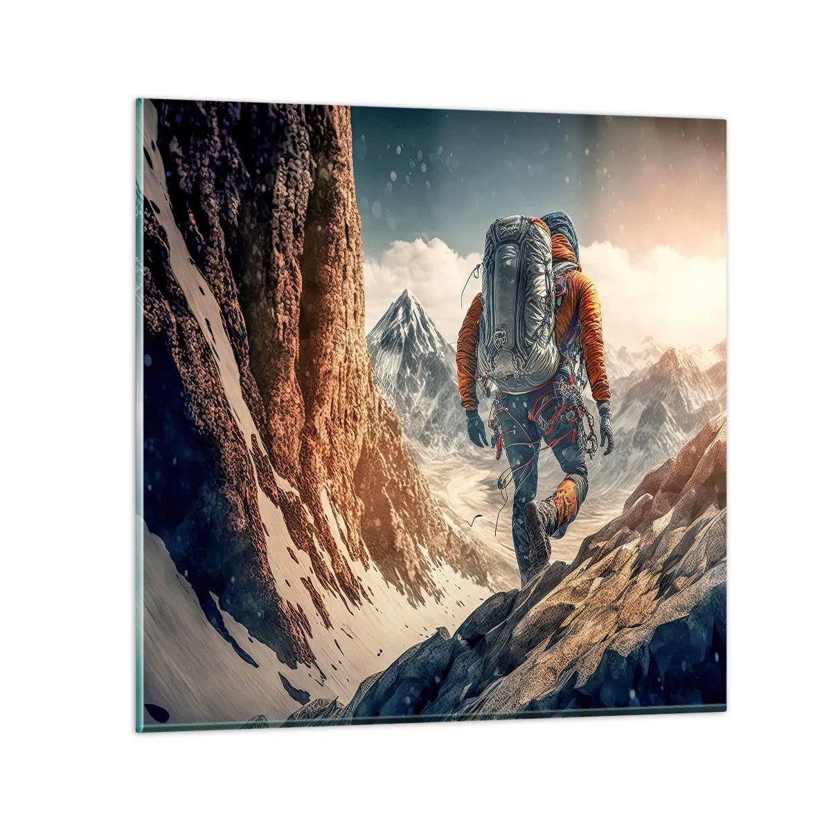 Glastavla - Bild på glas - Ensam krigare - 50x50 cm