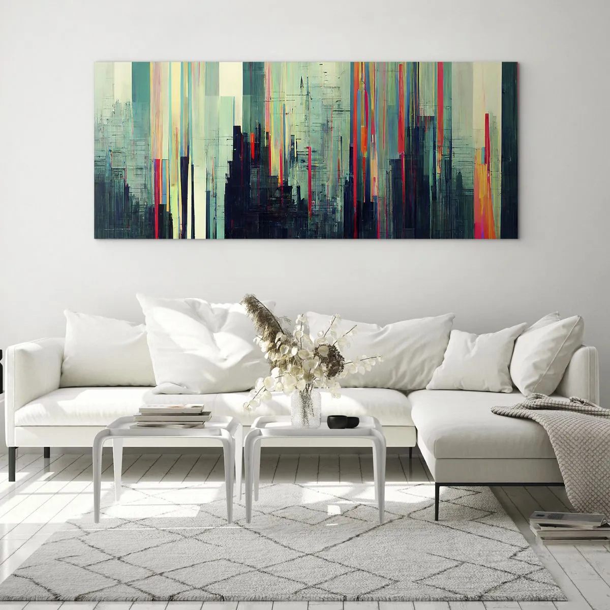 Glastavla - Bild på glas - Futuristisk stad - 100x40 cm