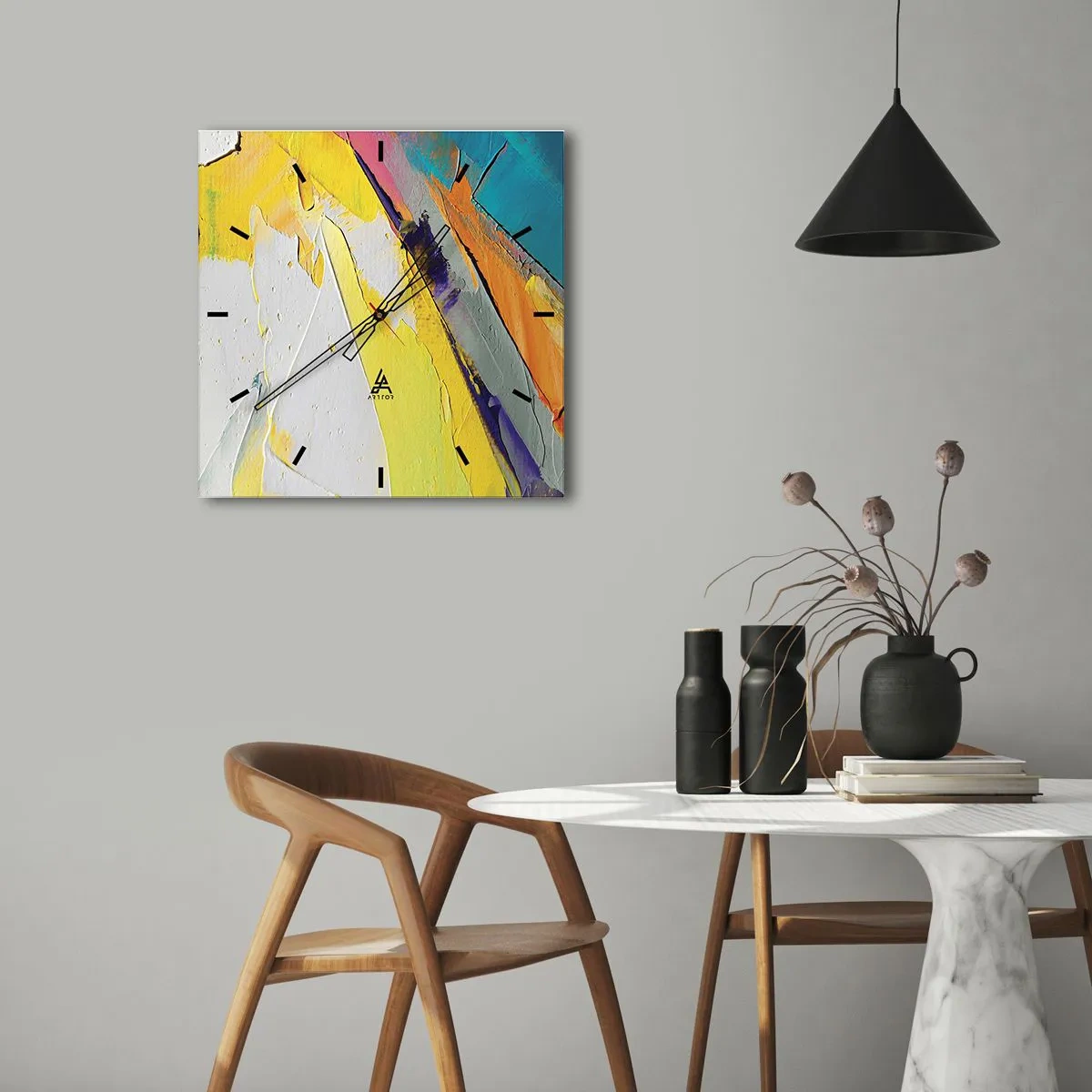 Väggklocka - Klocka på glas - Världens anatomi - 40x40 cm