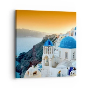 Canvastavla - Bild på duk - Santorini - inbäddat i berg - 30x30 cm