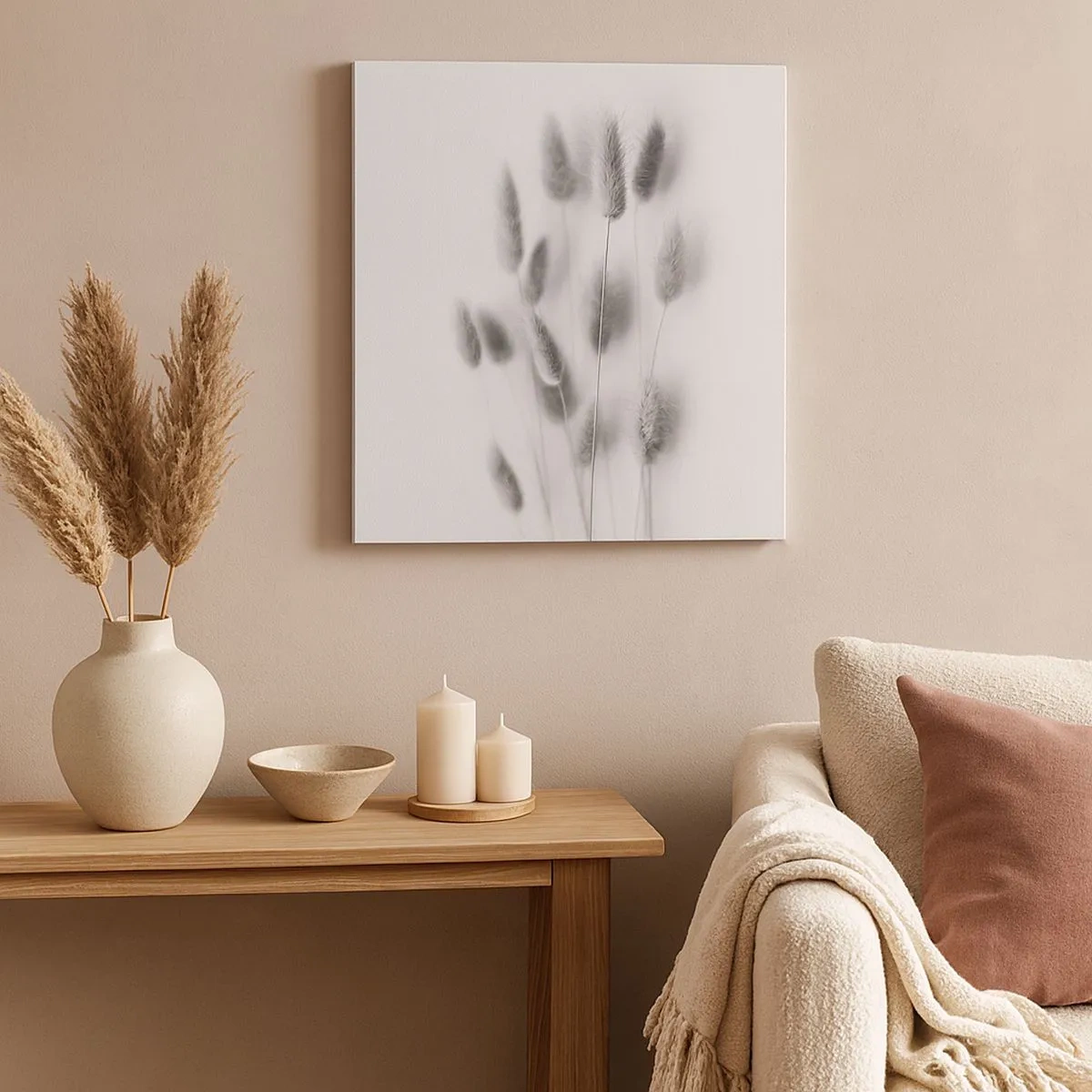 Canvastavla - Bild på duk - Fluffigt gräs - 30x30 cm