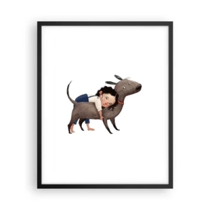 Affisch i svart ram - Bästa vänner - 40x50 cm