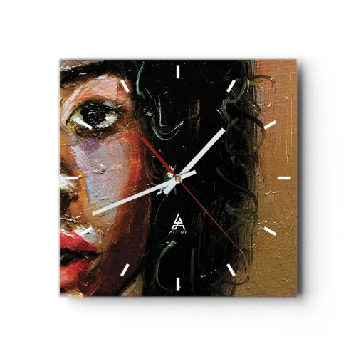 Väggklocka - Klocka på glas - Svärta och sken - 30x30 cm