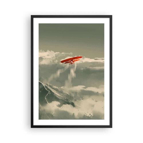 Affisch i svart ram - Ett rött biplan på himlen - 50x70cm - Orädd pionjär - Modern väggdekoration för vardagsrum och sovrum ARTTOR