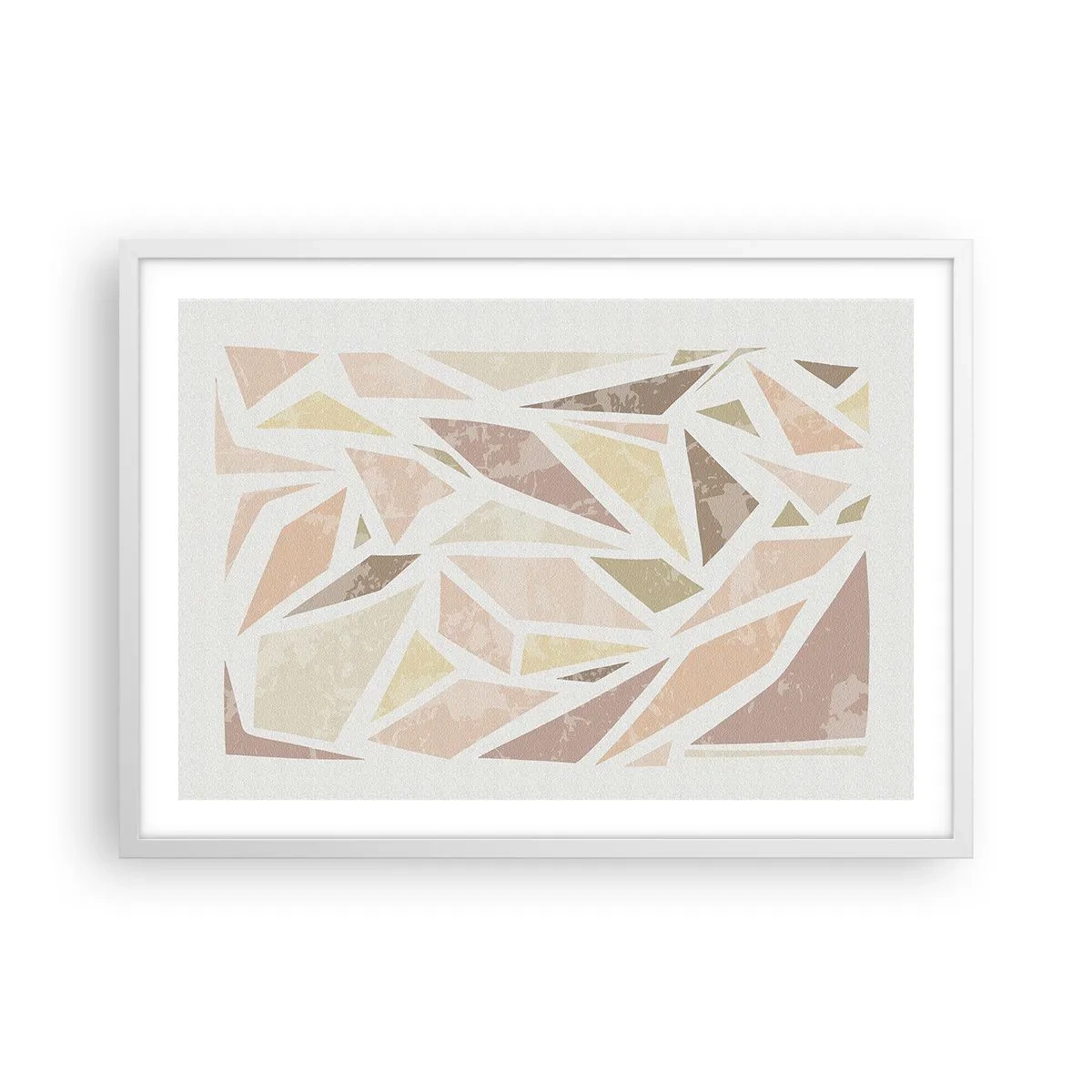 Affisch i vit ram - Komposition av färgat glas - 70x50 cm