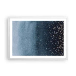 Affisch i vit ram - Komposition – blåa faser - 70x50 cm