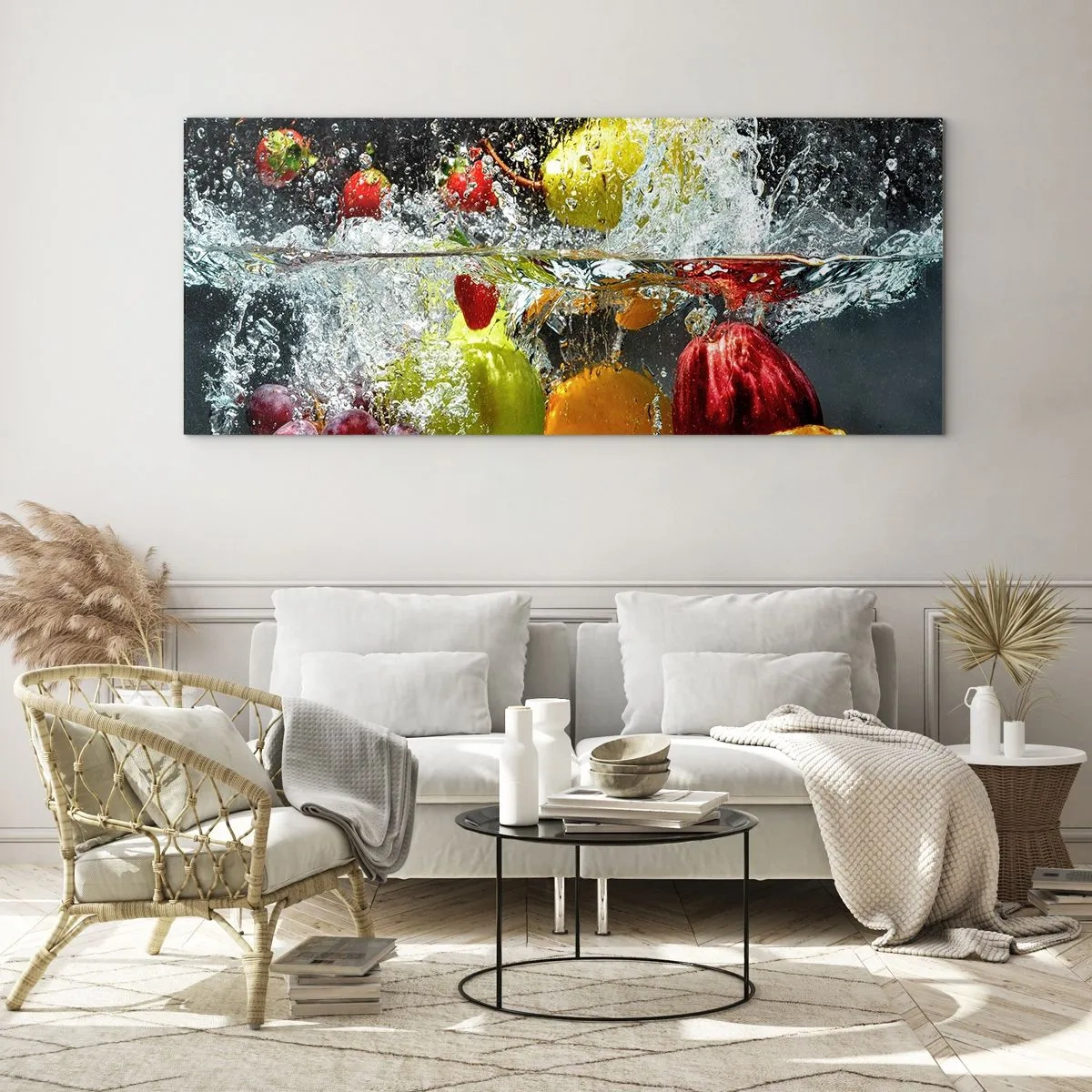 Glastavla - Bild på glas - Uppfriskande frukt - 100x40 cm