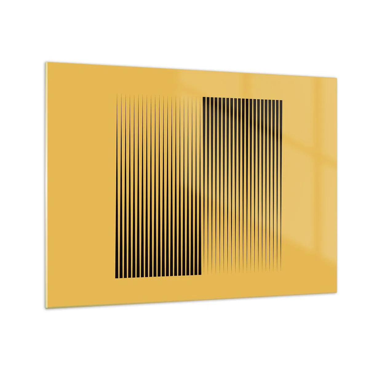 Glastavla - Bild på glas - Svarta vertikala linjer skapar en geometrisk illusion - 70x50cm - Motsatsernas kvadrat - Modern väggdekoration för vardagsrum och sovrum ARTTOR