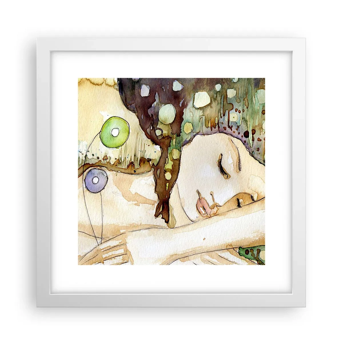Affisch i vit ram - Smaragd-viol dröm - 30x30 cm