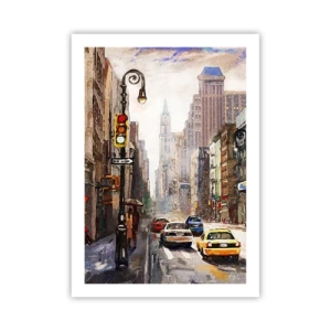 Affisch - New York - färgglad också i regnet - 50x70 cm