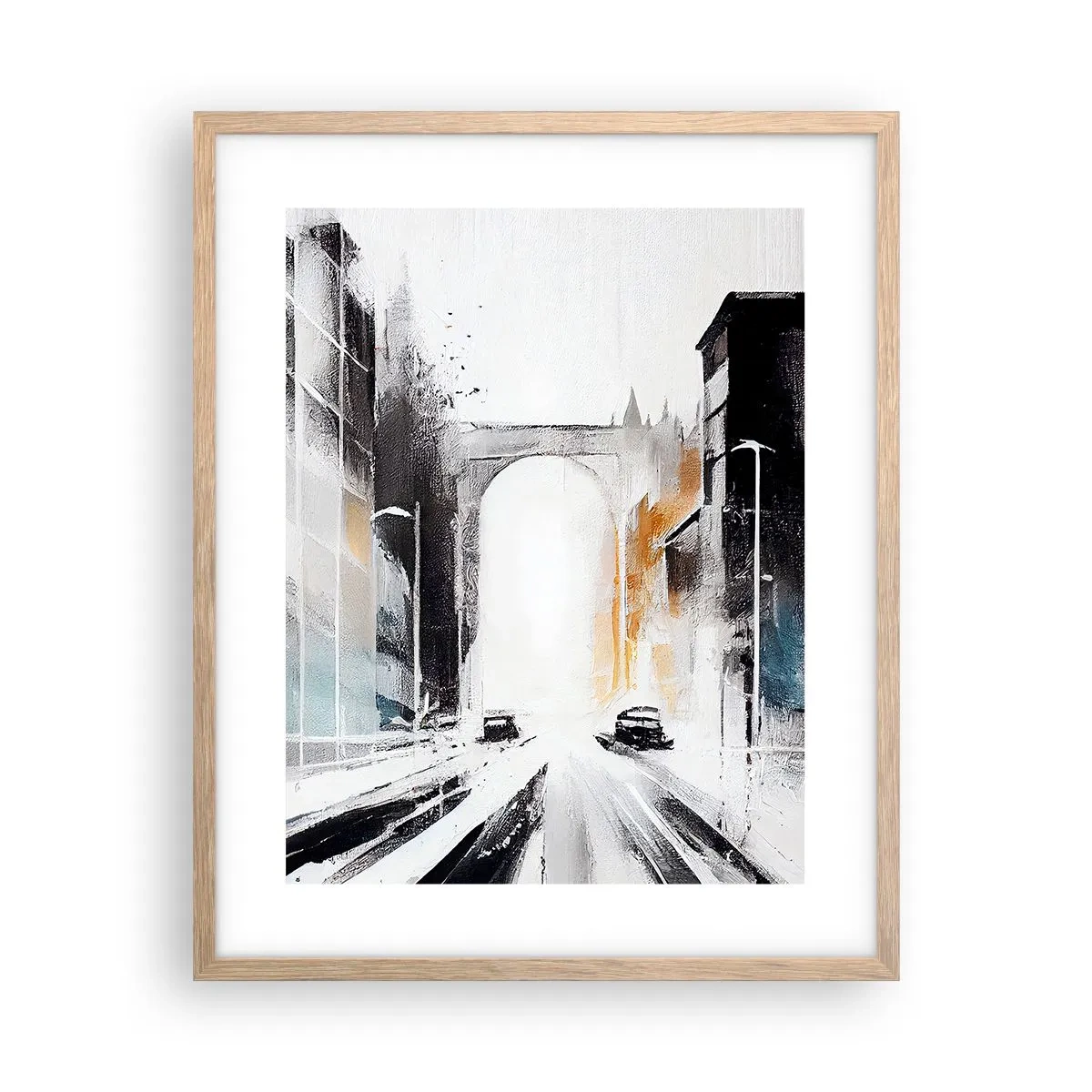 Affisch i ram av ljusek - Stadsstudie: arkitektur och rörelse - 40x50 cm