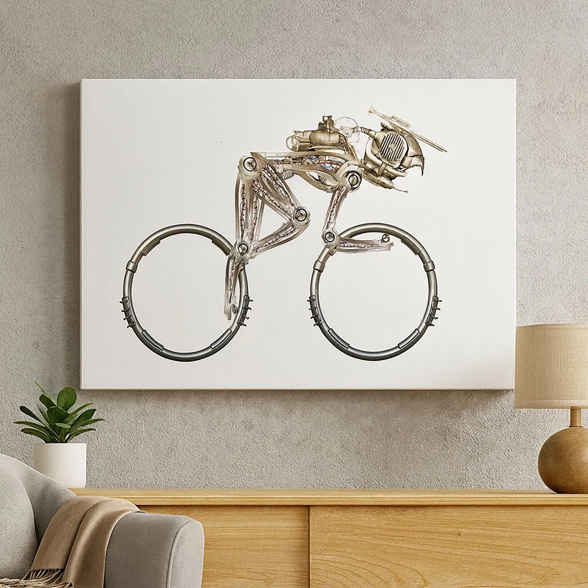 Canvastavla - Bild på duk - En mekanisk cykel med futuristisk design - 70x50cm - Underbar maskin - Modern väggdekoration för vardagsrum och sovrum ARTTOR