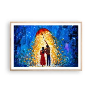 Affisch i ram av ljusek - Magi på en regnig kväll? - 91x61 cm