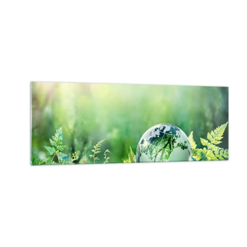 Glastavla - Bild på glas - Grön planet - 140x50 cm