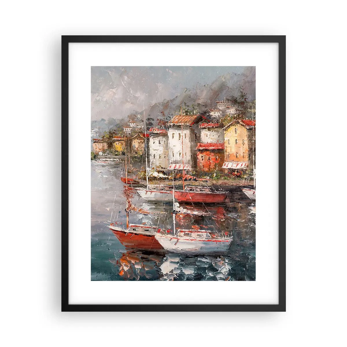 Affisch i svart ram - Romantisk hamn - 40x50 cm