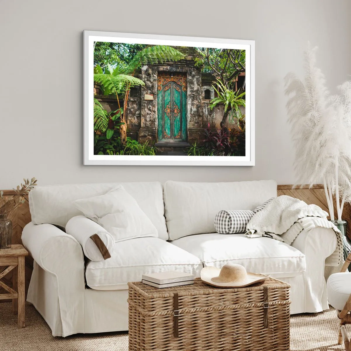 Affisch i vit ram - Dörren till exotiska världen - 70x50 cm