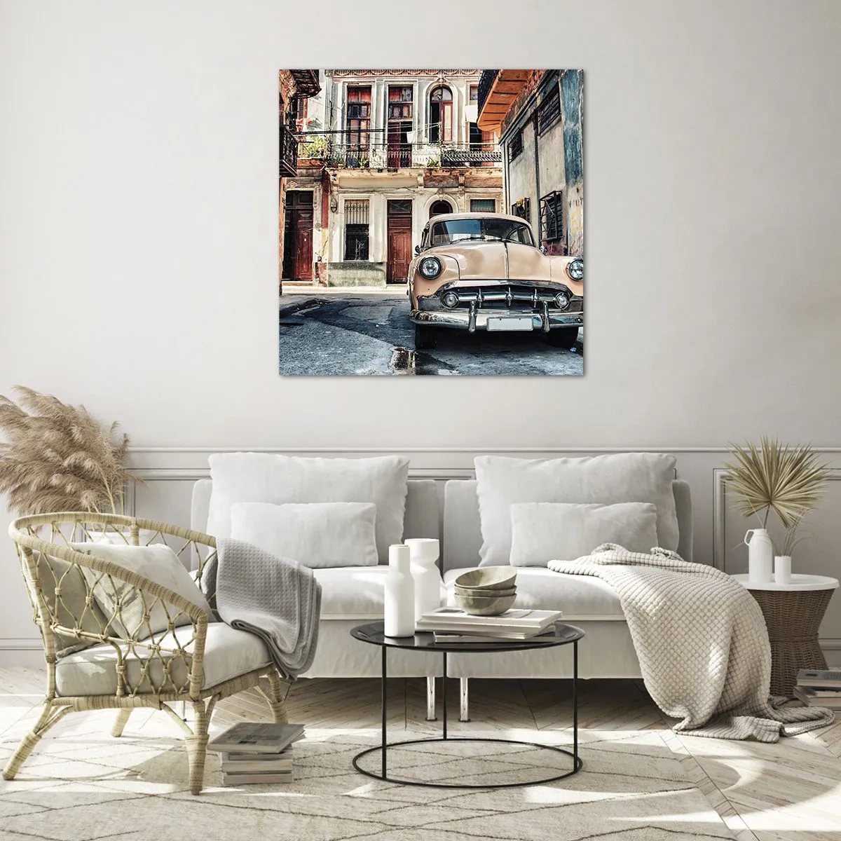 Glastavla - Bild på glas - Siesta i Havana - 40x40 cm