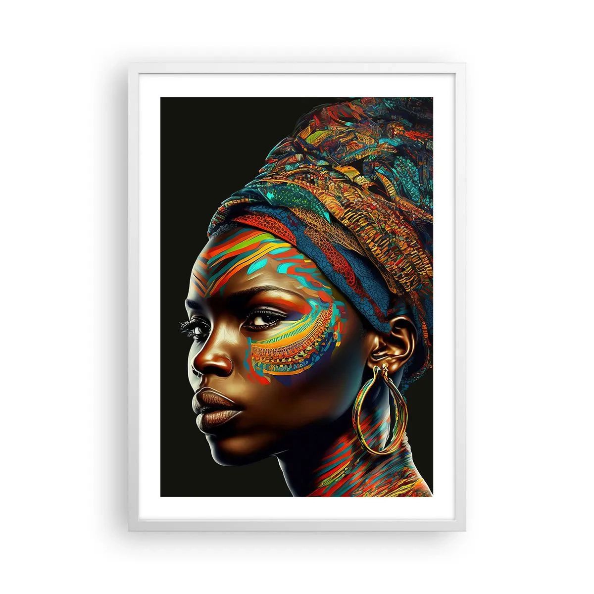 Affisch i vit ram - Afrikansk drottning - 50x70 cm