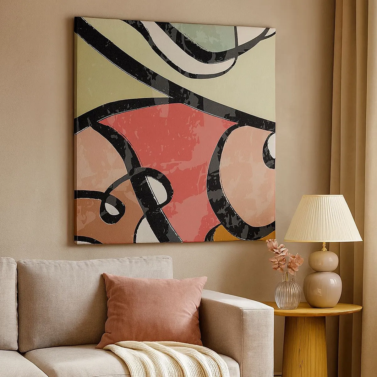 Canvastavla - Bild på duk - Pirouetter bland färger - 30x30 cm