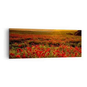 Canvastavla - Bild på duk - Bland brusande ängars vågor, bland blommornas flod - 140x50 cm