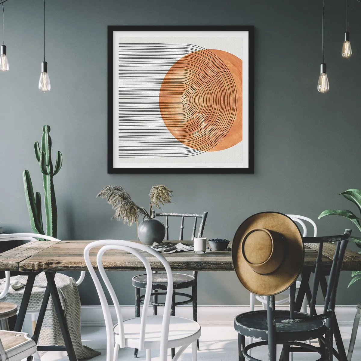 Affisch i svart ram - En solig komposition - 60x60 cm