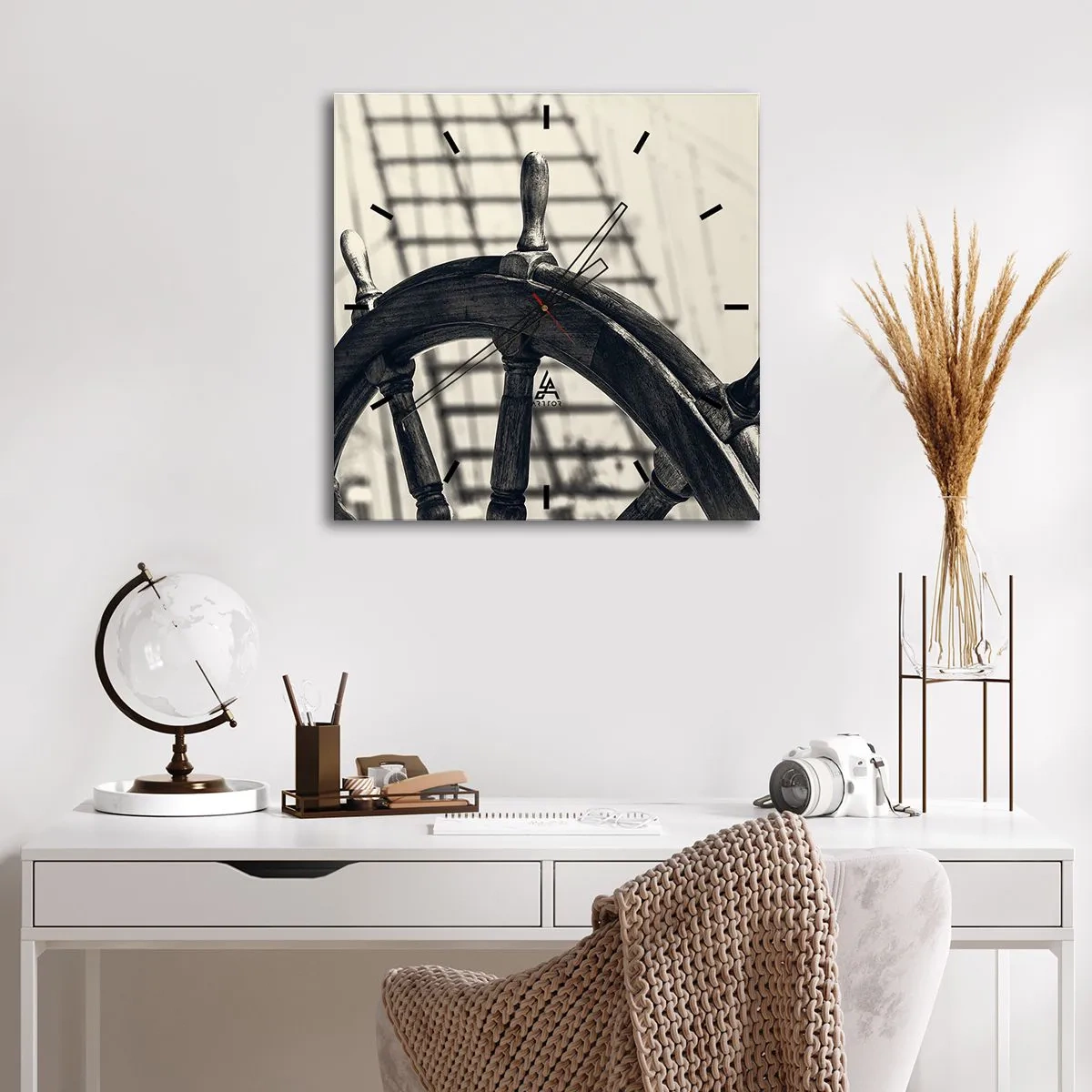 Väggklocka - Klocka på glas - Marina berättelser - 30x30 cm