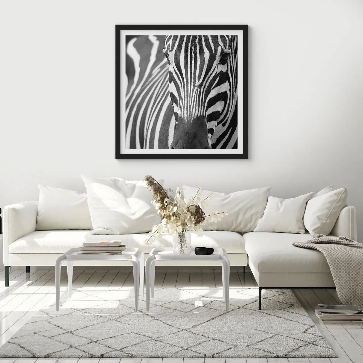 Affisch i svart ram - Världen är svart-vit - 40x40 cm