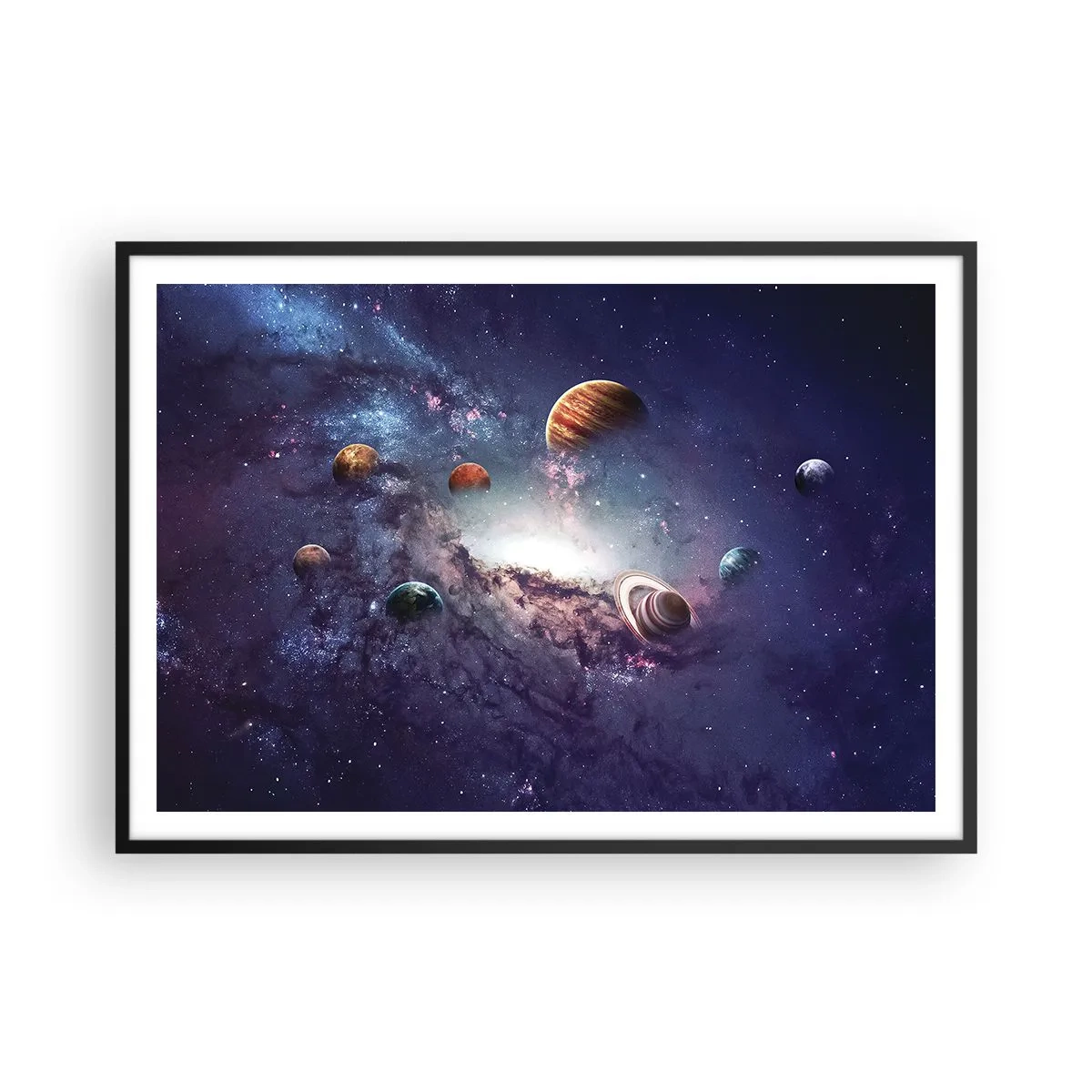 Affisch i svart ram - Sol- och danssystem - 100x70 cm