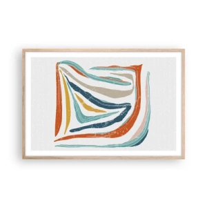 Affisch i ram av ljusek - Vänligt leende abstraktion - 91x61 cm