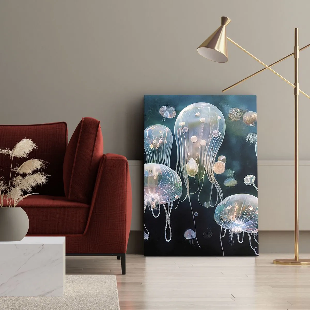 Canvastavla - Bild på duk - Undervattenbal - 50x70 cm