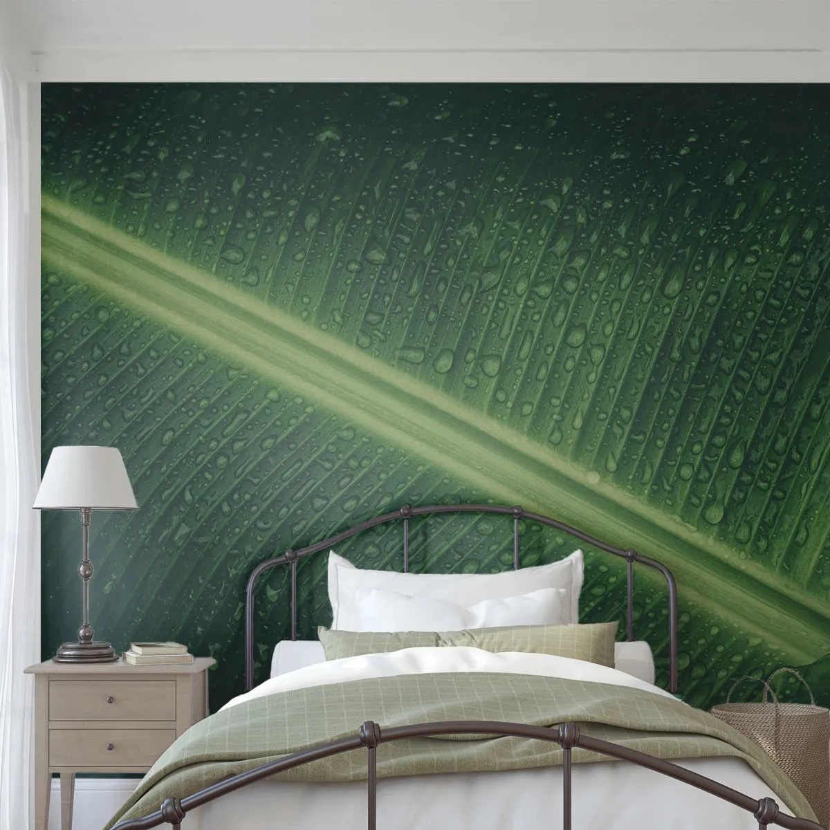 Fototapet Premium Canvas - Grönskans struktur - Grönt löv, Tropisk växt, Bit - 450x315 cm